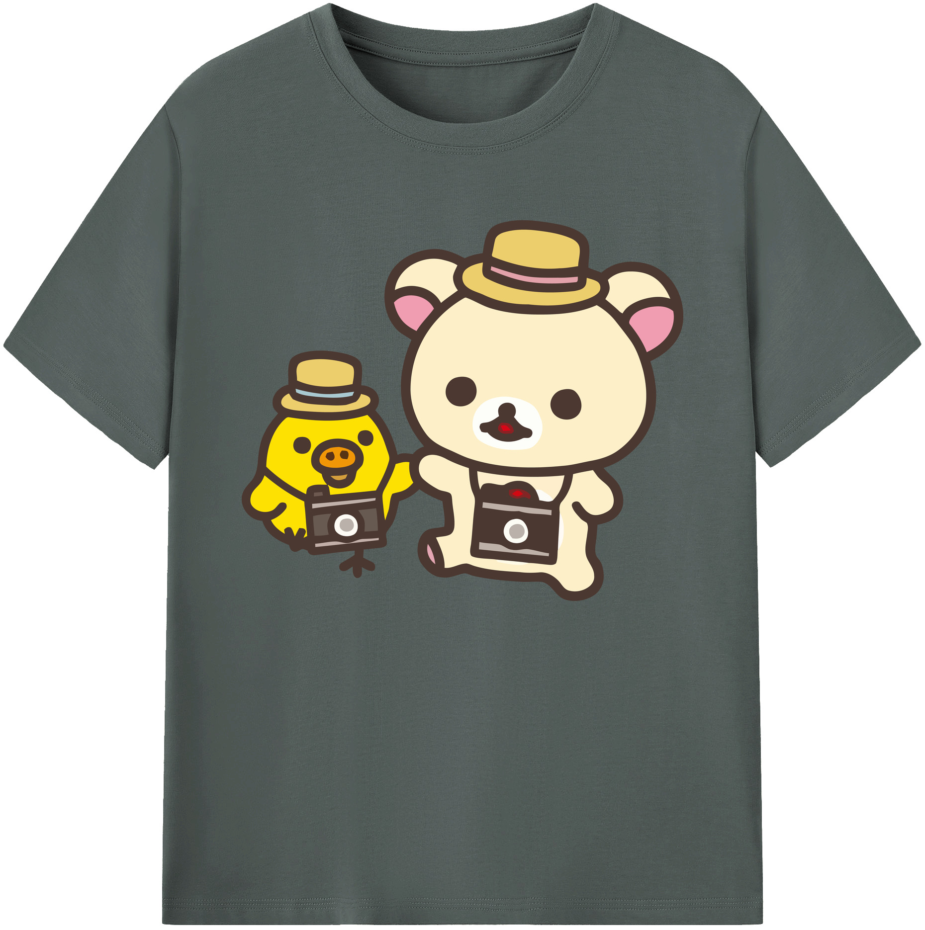 （画像用） リラックマ リラックマ キイロイトリ Rilakkuma Korilakkuma Kiiroitori 綿100％ メンズ半袖Tシャツ｜肌触りやわらか＆通気性